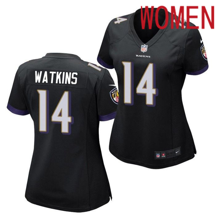 Women Baltimore Ravens 14 Sammy Watkins Nike Black Game NFL Jersey